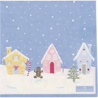 Greengate Christmas Laura Papierserviette Large Dusty Blue 