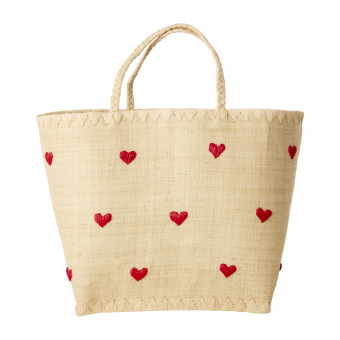 Rice Shopping Bag aus Raffia Darling Hearts Large 