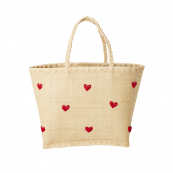 Rice Shopping Bag aus Raffia Darling Hearts Small 