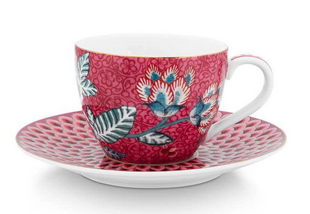 Pip Studio Flower Festival Espressotasse mit Untertasse Rosa 