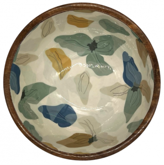 by Room Mangoholzschale Yellow, Blue and Green Leaves 25 cm 