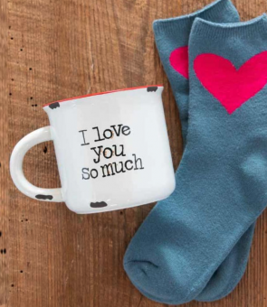 Noi Geschenkset Tasse & Socken 'I Love You' Weiß 