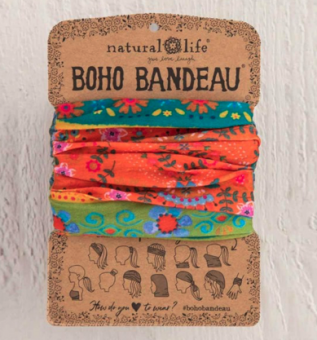 Noi Boho Stirn- und Haarband Bandeau Orange/Green Borders 