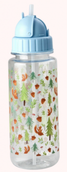 Rice Blue Happy Forest Print Trinkflasche 