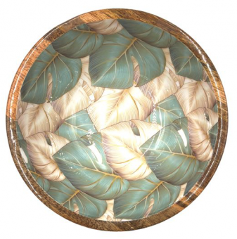 by Room Mangoholzschale Monstera Green/Beige 25 cm 