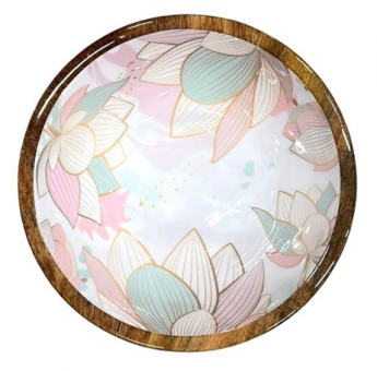 by Room Mangoholzschale Lotus Flower Pale Pink/Blue 18 cm 