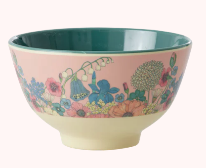 Rice Flower Collage Print Bowl Soft Pink Small 