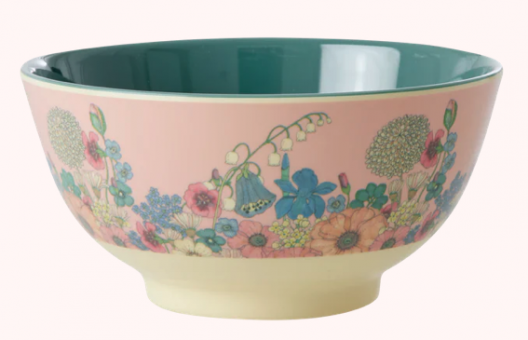 Rice Flower Collage Print Bowl Soft Pink Medium 