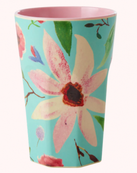 Rice Selma Flower Print Becher Mint Tall 