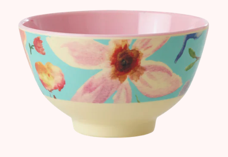 Rice Selma Flower Print Bowl Mint Small 