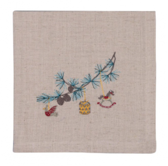 GreenGate Christmas Branch Stoffserviette Pale Grey 