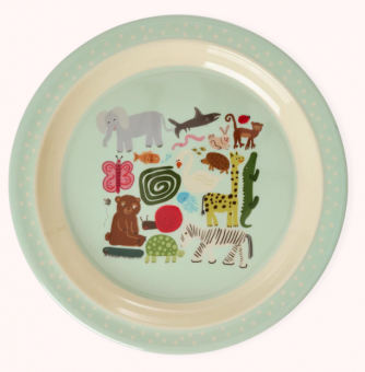 Rice Wildlife Print Kinderteller Mint 