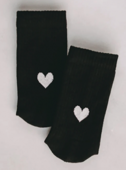 Eulenschnitt Socken Herz Schwarz Gr. 39 - 42 