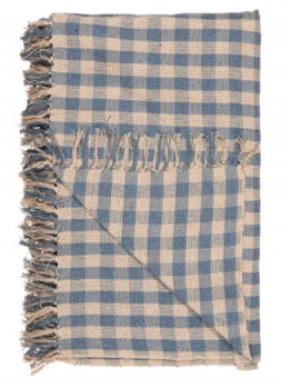 ibLaursen Plaid Decke Karos Natur/Hellblau 