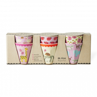 Rice Wildlife Print Becher / Cup Pink 6er Pack Small 