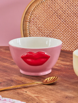 rice Keramik Bowl "Embossed Lips" Pink 