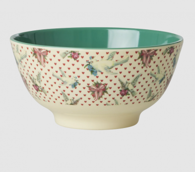 rice Christmas Bowl "Dove" Print medium 