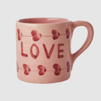 rice Keramik Cup - handpainted "Love" - pink 