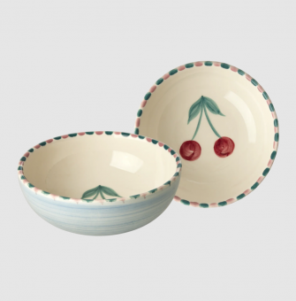 rice Keramik Bowl - handpainted cherry - blau 