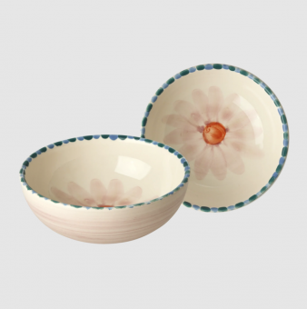 rice Keramik Bowl - handpainted flower - soft pink 