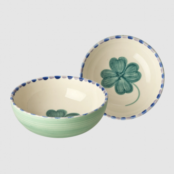 rice Keramik Bowl - handpainted Kleeblatt 