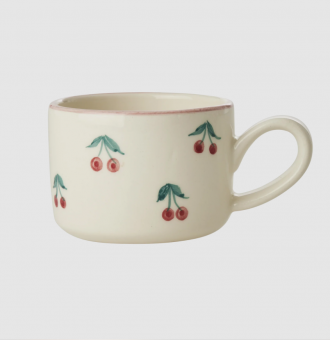 rice Keramik Cappuccino Cup - handpainted cherries - crème 