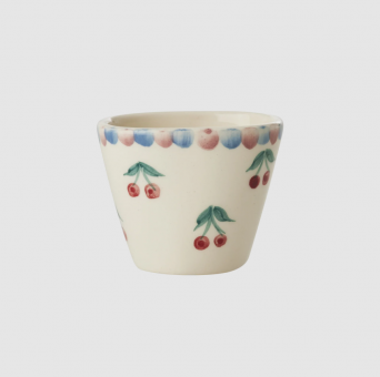 rice Keramik Espresso Cup oval - handpainted cherries - crème 