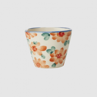 rice Keramik Espresso Cup oval - handpainted flowers - orange 