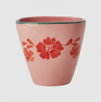 rice Keramik Cup oval - handpainted flowerwine - pink 